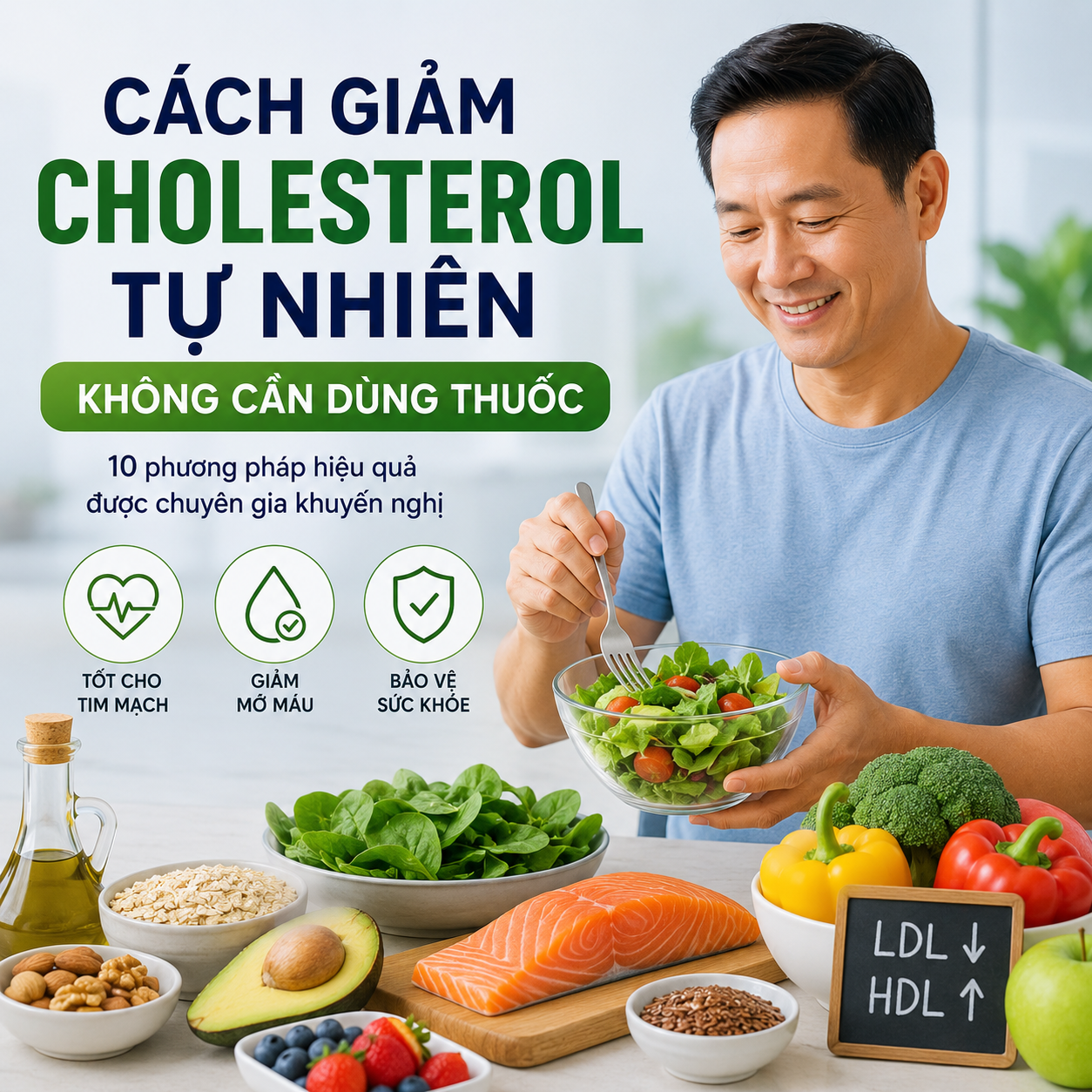 Cách giảm cholesterol tự nhiên không cần dùng thuốc: 10 phương pháp hiệu quả được chuyên gia khuyến nghị